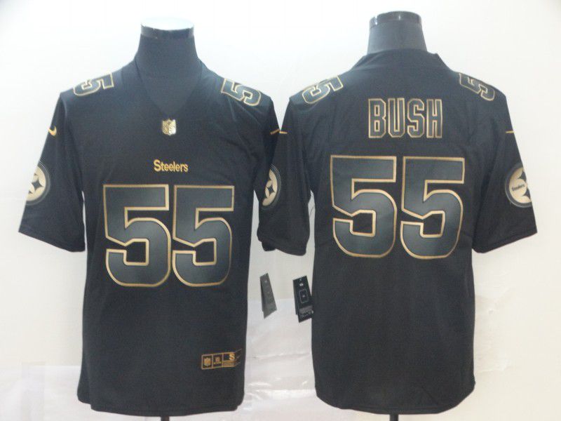 Men Pittsburgh Steelers 55 Bush Nike Vapor Limited Black Golden NFL Jerseys